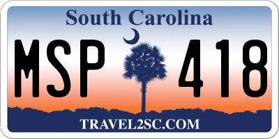 SC license plate MSP418