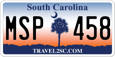 SC license plate MSP458