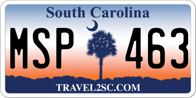 SC license plate MSP463