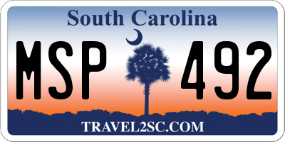 SC license plate MSP492
