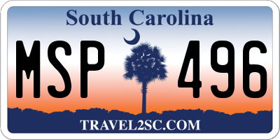 SC license plate MSP496