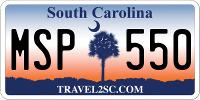 SC license plate MSP550
