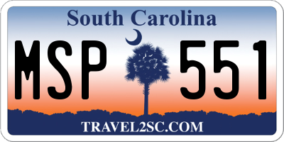 SC license plate MSP551