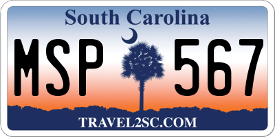 SC license plate MSP567