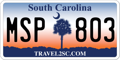 SC license plate MSP803