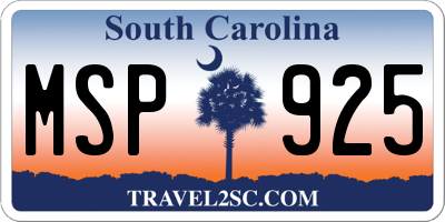 SC license plate MSP925
