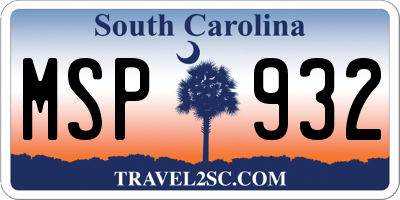 SC license plate MSP932