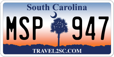 SC license plate MSP947