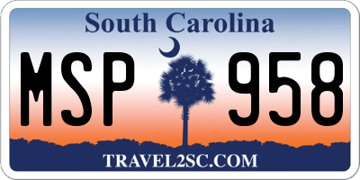 SC license plate MSP958