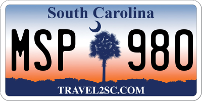 SC license plate MSP980