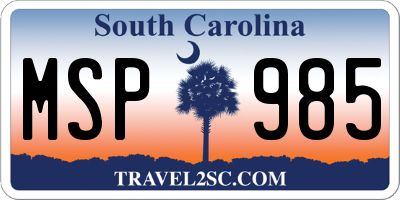 SC license plate MSP985
