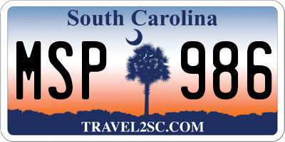 SC license plate MSP986