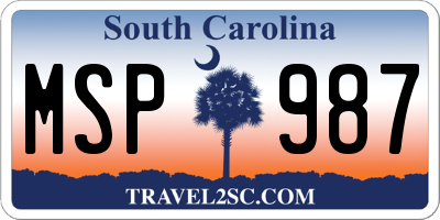 SC license plate MSP987
