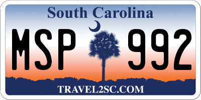 SC license plate MSP992