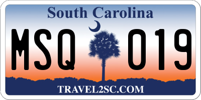 SC license plate MSQ019