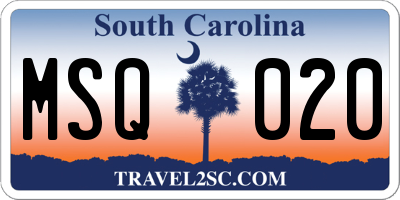 SC license plate MSQ020