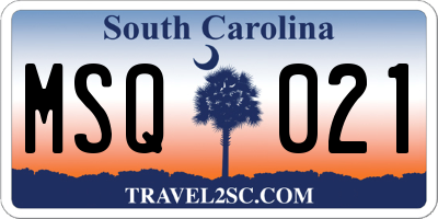 SC license plate MSQ021