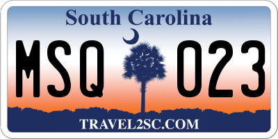 SC license plate MSQ023