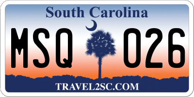 SC license plate MSQ026