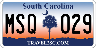 SC license plate MSQ029