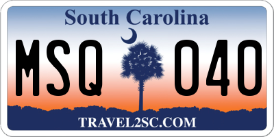 SC license plate MSQ040