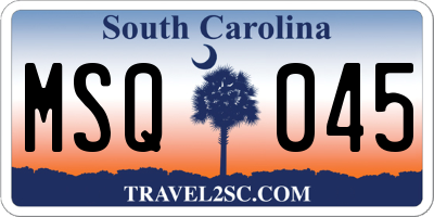 SC license plate MSQ045