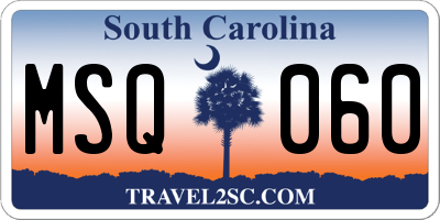 SC license plate MSQ060