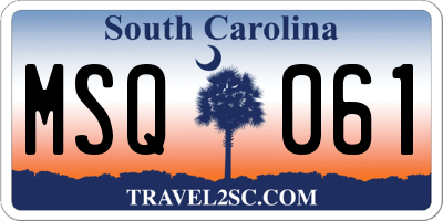 SC license plate MSQ061