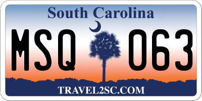 SC license plate MSQ063