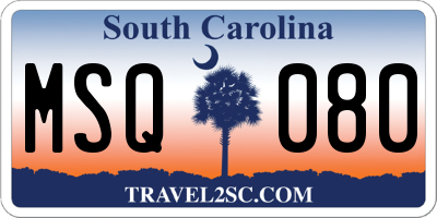 SC license plate MSQ080