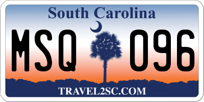 SC license plate MSQ096
