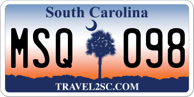 SC license plate MSQ098