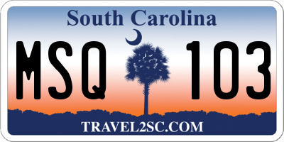 SC license plate MSQ103
