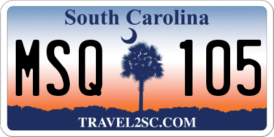 SC license plate MSQ105