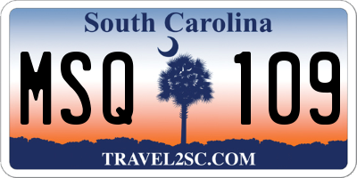 SC license plate MSQ109