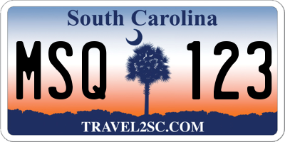 SC license plate MSQ123