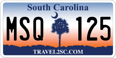 SC license plate MSQ125