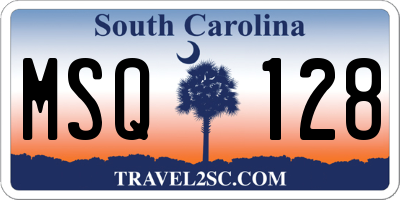 SC license plate MSQ128