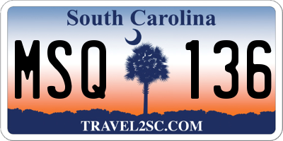 SC license plate MSQ136