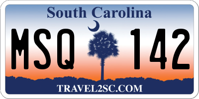 SC license plate MSQ142