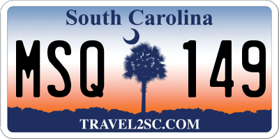 SC license plate MSQ149