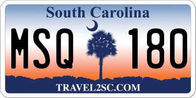SC license plate MSQ180