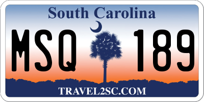 SC license plate MSQ189