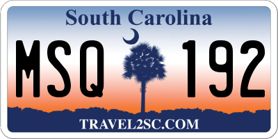 SC license plate MSQ192