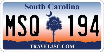 SC license plate MSQ194