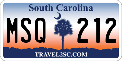 SC license plate MSQ212