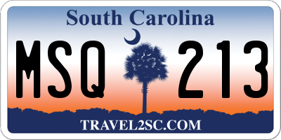 SC license plate MSQ213