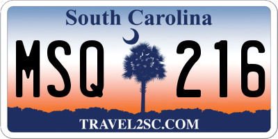 SC license plate MSQ216