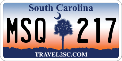 SC license plate MSQ217