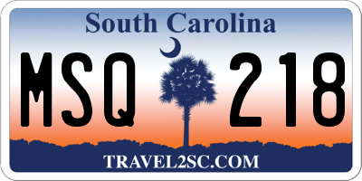 SC license plate MSQ218